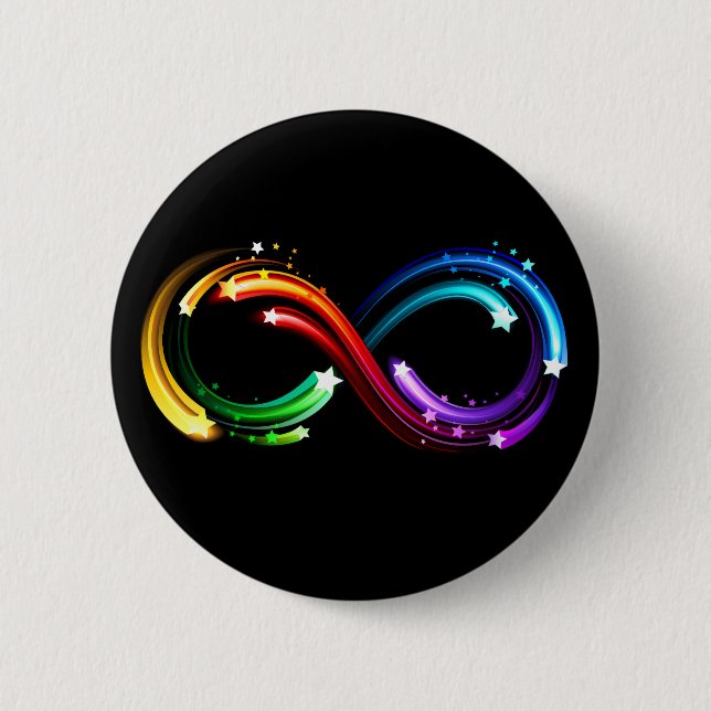 Infinity symbol of rainbow comets 6 cm round badge (Front)
