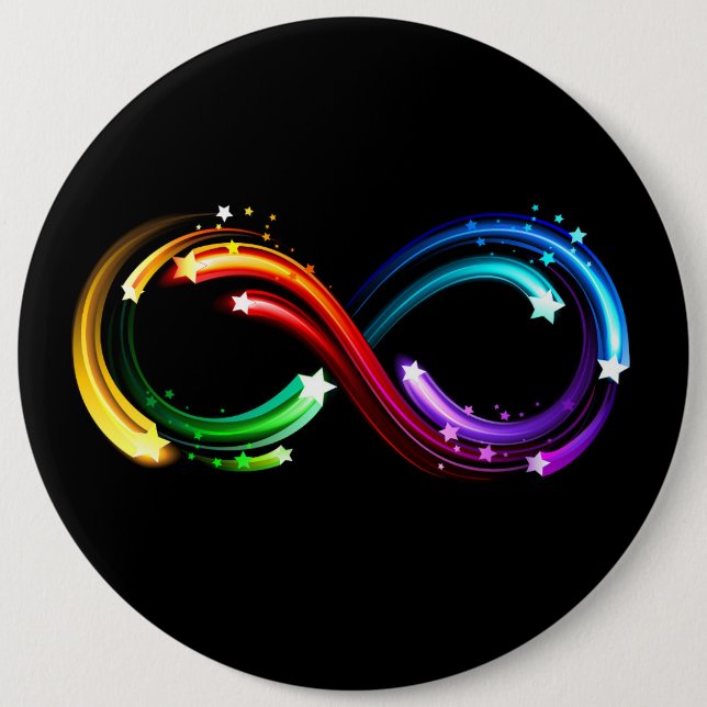 Infinity symbol of rainbow comets 6 cm round badge (Front)