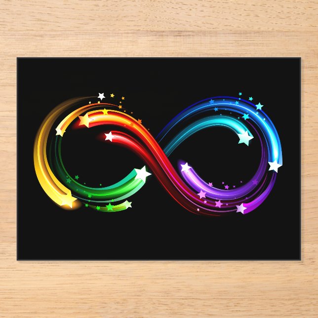 Infinity symbol of rainbow comets acrylic invitations (Front)