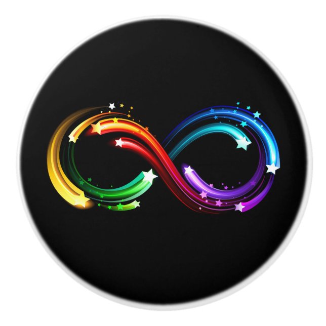 Infinity symbol of rainbow comets ceramic knob (Front)