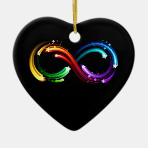 Infinity symbol of rainbow comets ceramic tree decoration