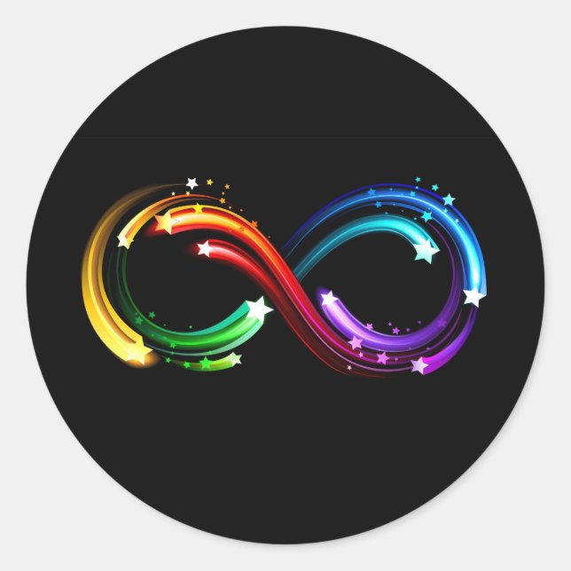 Infinity symbol of rainbow comets classic round sticker (Front)