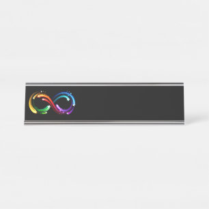 Infinity symbol of rainbow comets desk name plate