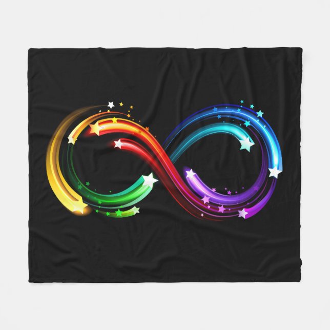 Infinity symbol of rainbow comets fleece blanket (Front (Horizontal))