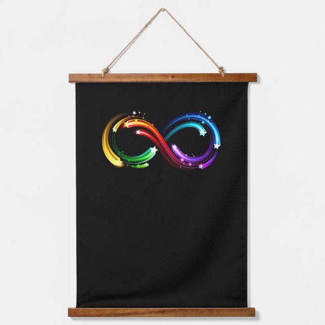 Infinity symbol of rainbow comets hanging tapestry (Front)