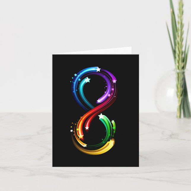 Infinity symbol of rainbow comets holiday card (Front)