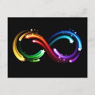 Infinity symbol of rainbow comets holiday postcard