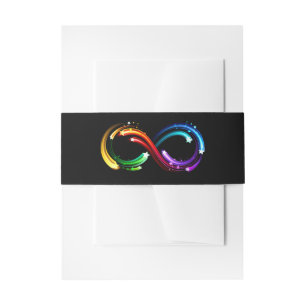 Infinity symbol of rainbow comets invitation belly band