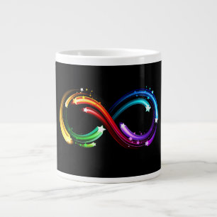 Infinity symbol of rainbow comets large coffee mug