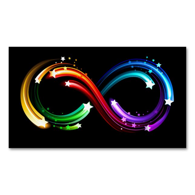 Infinity symbol of rainbow comets magnetic business card (Front)
