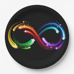 Infinity symbol of rainbow comets paper plate