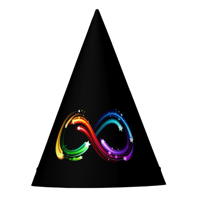 Infinity symbol of rainbow comets party hat (Front)