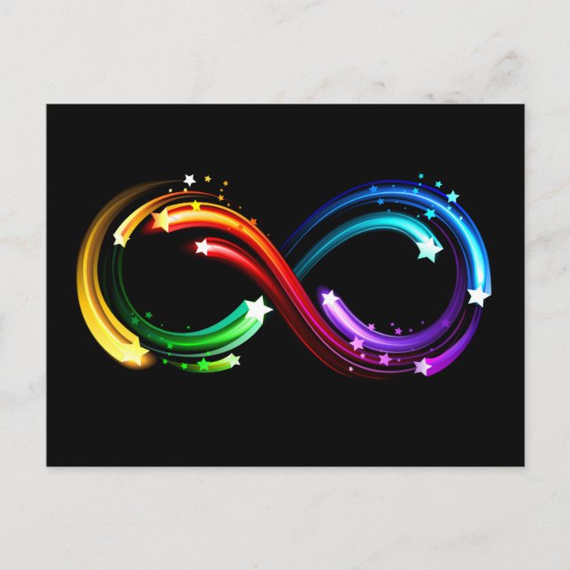 Infinity symbol of rainbow comets postcard (Front)