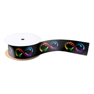 Infinity symbol of rainbow comets satin ribbon