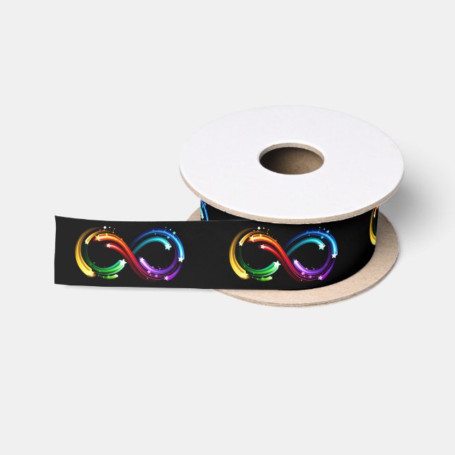 Infinity symbol of rainbow comets satin ribbon (Spool)