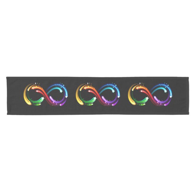 Infinity symbol of rainbow comets short table runner (Horizontal)