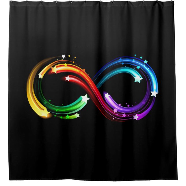 Infinity symbol of rainbow comets shower curtain (Front)