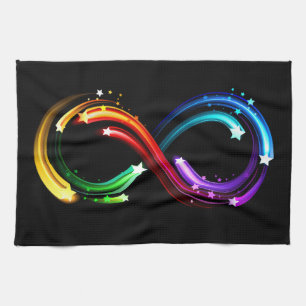 Infinity symbol of rainbow comets tea towel