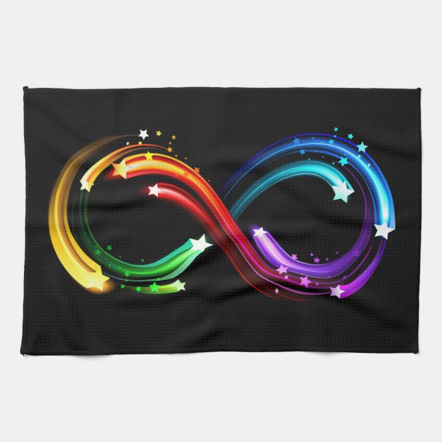 Infinity symbol of rainbow comets tea towel (Horizontal)