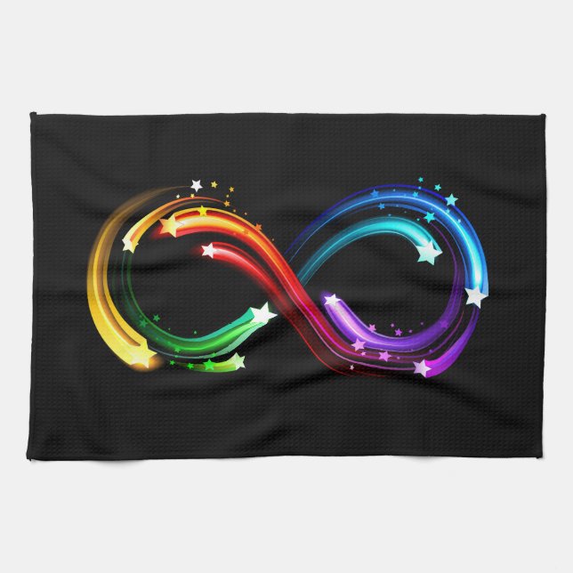 Infinity symbol of rainbow comets tea towel (Horizontal)