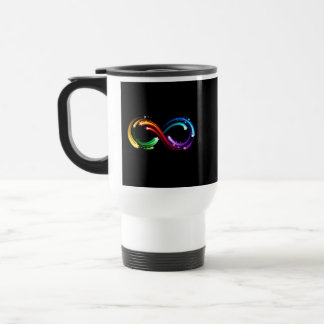 Infinity symbol of rainbow comets travel mug