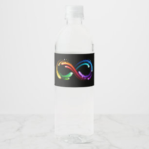 Infinity symbol of rainbow comets water bottle label