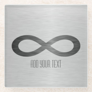 Infinity Symbol On Faux Metal Texture by STaylor Glass Coaster
