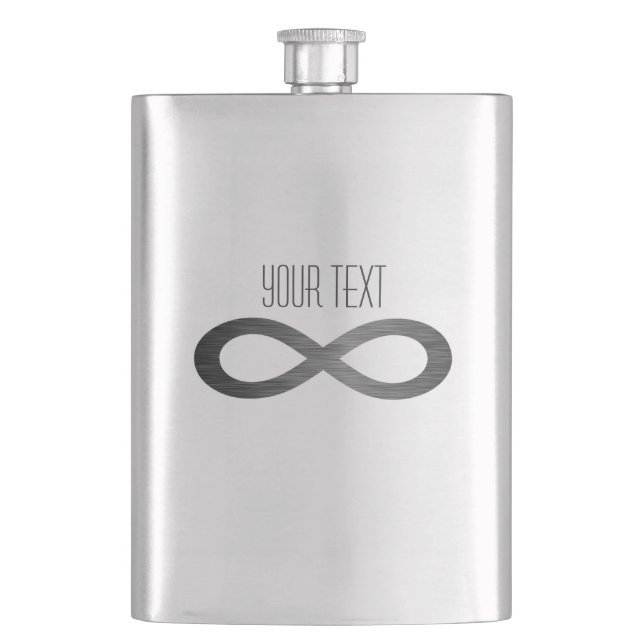Infinity Symbol On Faux Metal Texture by STaylor Hip Flask (Front)