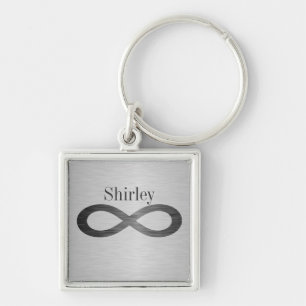 Infinity Symbol On Faux Metal Texture by STaylor Key Ring