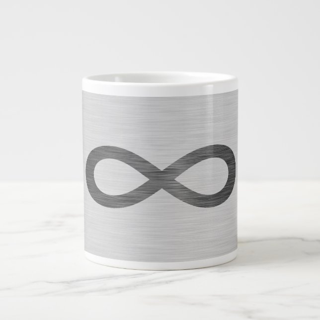 Infinity Symbol On Faux Metal Texture by STaylor Large Coffee Mug (Front)
