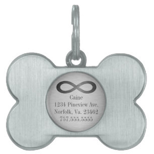 Infinity Symbol On Faux Metal Texture by STaylor Pet Tag