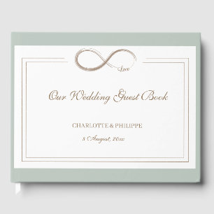 Infinity Symbol White Sage Gold Elegant Wedding Guest Book
