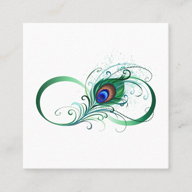 Infinity Symbol with Peacock Feather Appointment Card (Front)