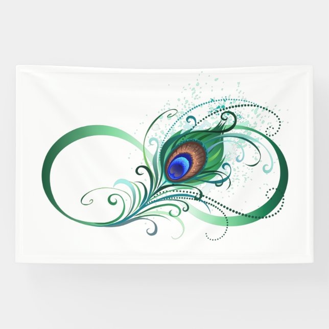 Infinity Symbol with Peacock Feather Banner (Horizontal)