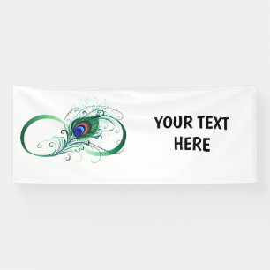 Infinity Symbol with Peacock Feather Banner