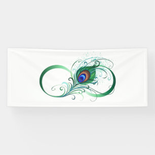 Infinity Symbol with Peacock Feather Banner