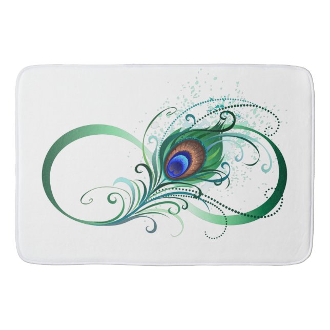 Infinity Symbol with Peacock Feather Bath Mat (Front)
