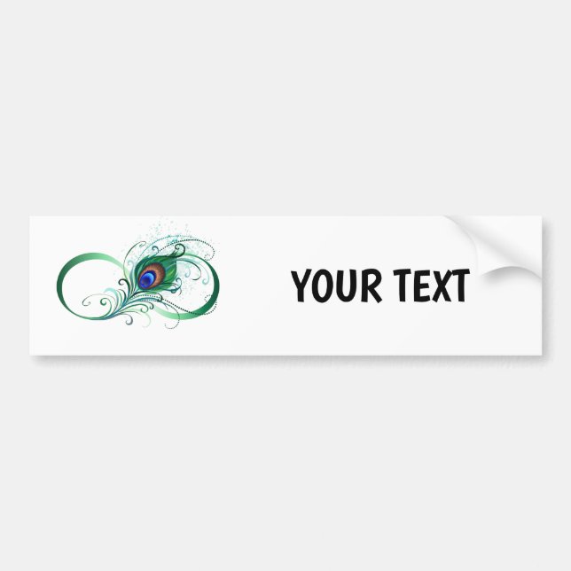 Infinity Symbol with Peacock Feather Bumper Sticker (Front)