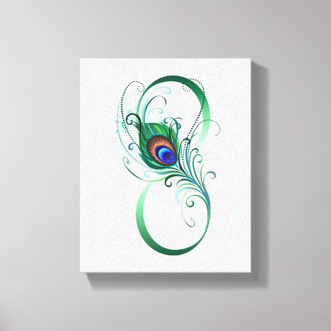 Infinity Symbol with Peacock Feather Canvas Print (Front)