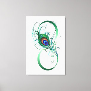 Infinity Symbol with Peacock Feather Canvas Print