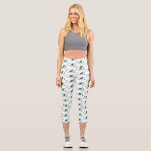 Infinity Symbol with Peacock Feather Capri Leggings