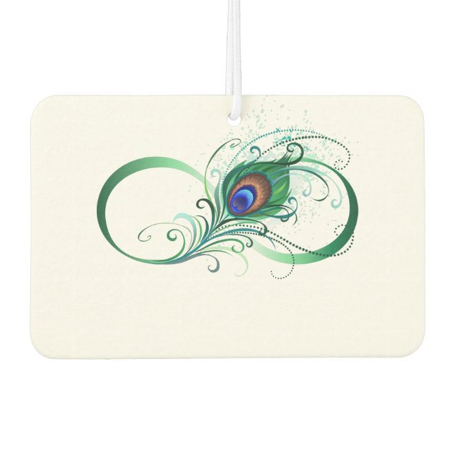 Infinity Symbol with Peacock Feather Car Air Freshener (Front)