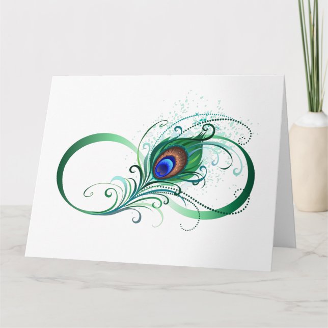 Infinity Symbol with Peacock Feather Card (Front)