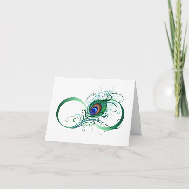Infinity Symbol with Peacock Feather Card (Front)