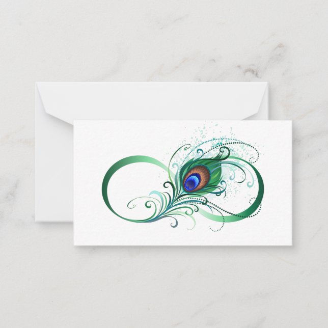 Infinity Symbol with Peacock Feather Card (Front)