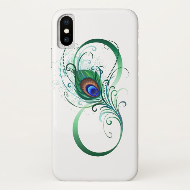 Infinity Symbol with Peacock Feather Case-Mate iPhone Case (Back)
