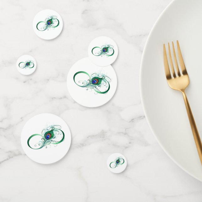Infinity Symbol with Peacock Feather Confetti (Group)