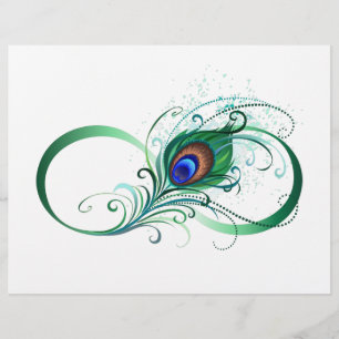 Infinity Symbol with Peacock Feather Custom Letterhead