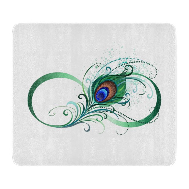 Infinity Symbol with Peacock Feather Cutting Board (Front)