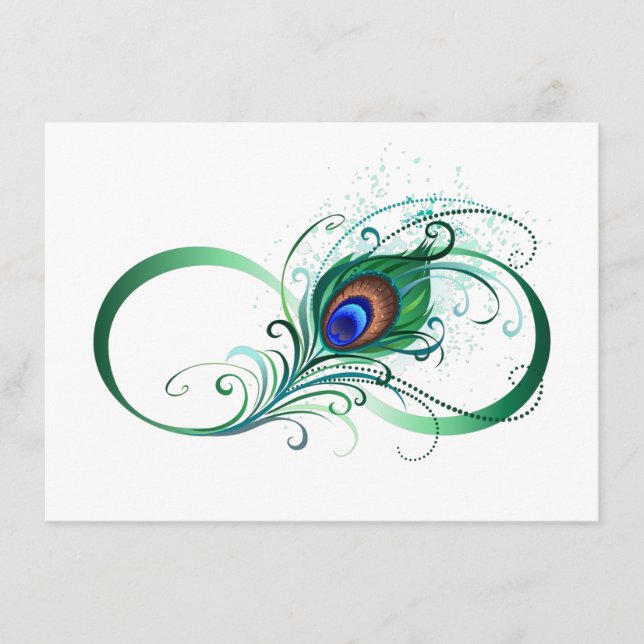 Infinity Symbol with Peacock Feather Enclosure Card (Front)